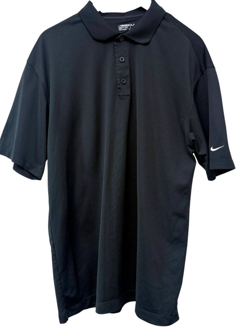 NIKE Mens Golf Polo Shirt Size XL Black Dri-FIT Performance Short Sleeve Logo